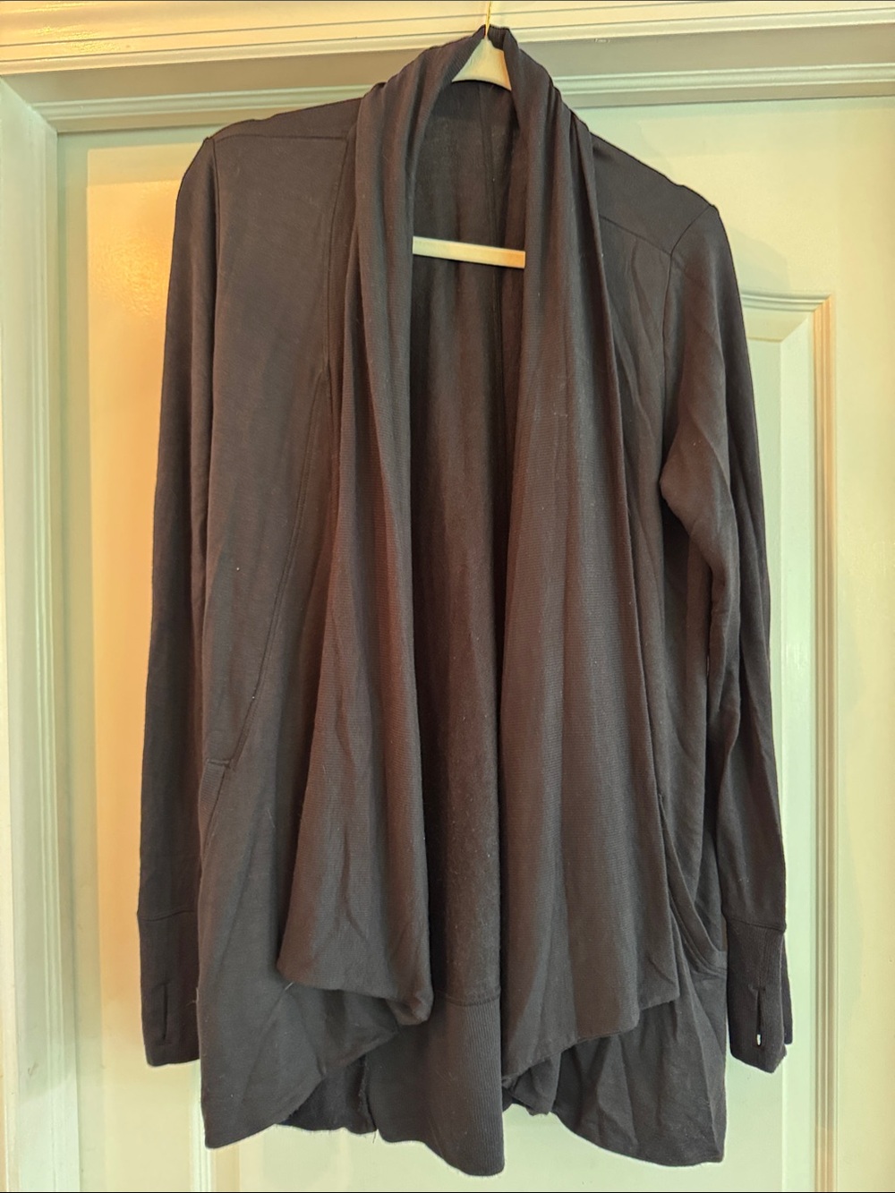 ATHLETA Pranayama Black Open-Front Women's Wrap